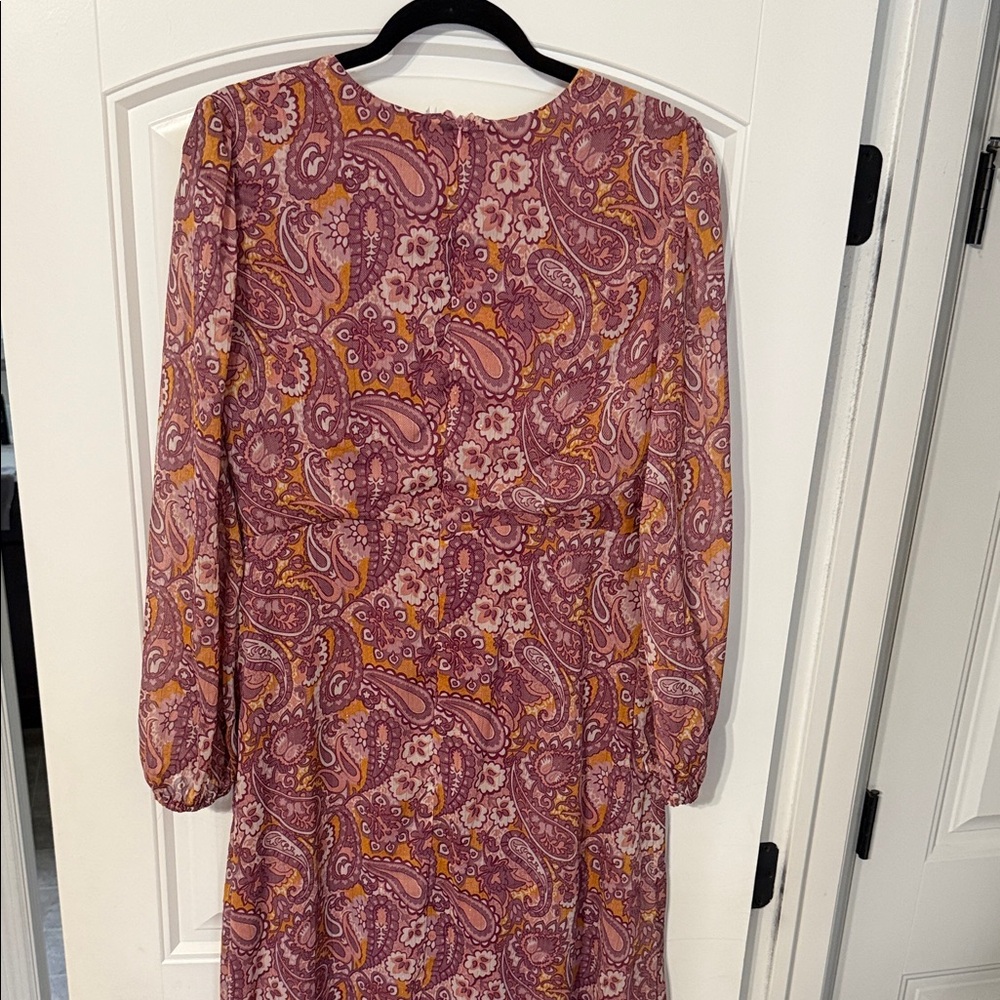 Vici Mauve Paisley Wrap Maxi Dress with Gold Accents - Picture 3 of 3